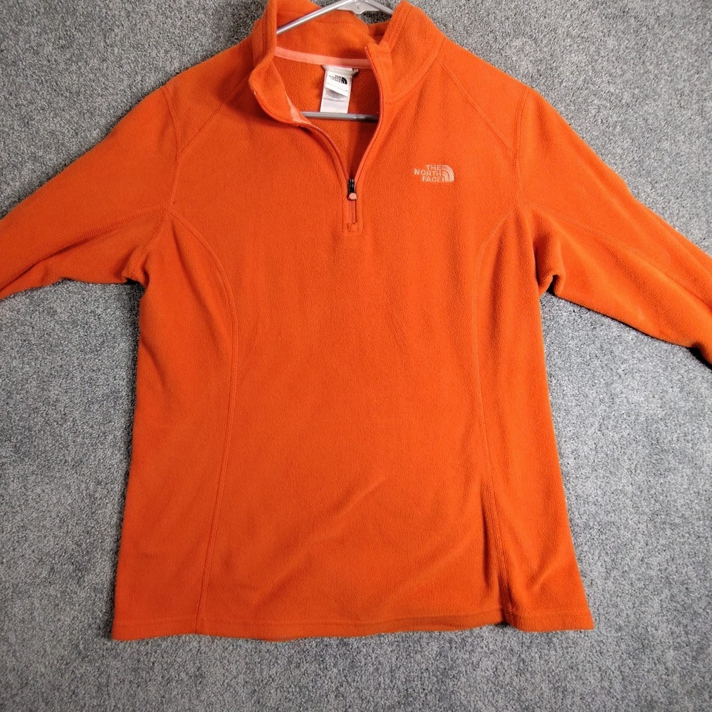 The North Face TNF Womens Pullover Fleece Top Jacket Orange cozy Hiking active M
